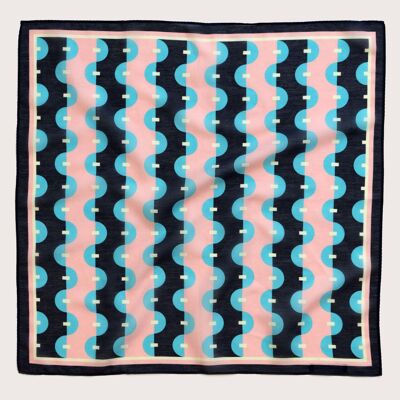 Foulard Funky Waves, mélange soie-coton, 60x60 cm