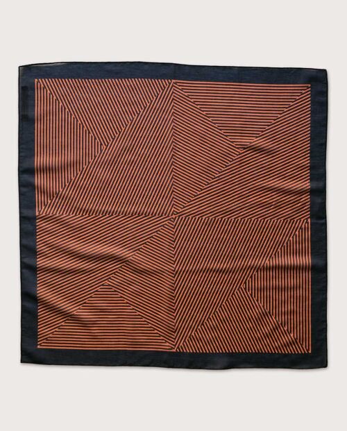 Tuch Orange Stripes, Seiden-Baumwollmischung, 60x60 cm