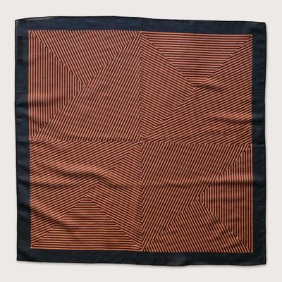 Scarf Orange Stripes, silk-cotton blend, 60x60 cm