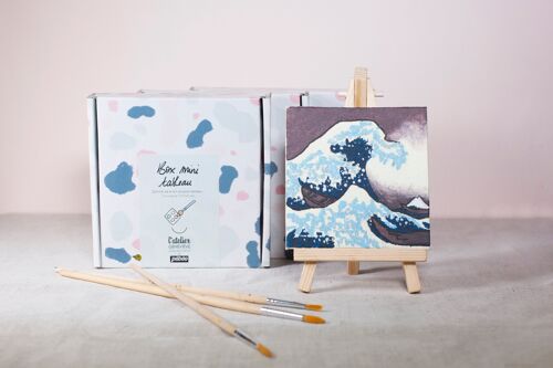 Box mini tableau - Peins ta toile en pas-à-pas ! - La Vague d'Hokusai - lot de 5