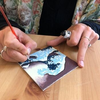 Box mini tableau - Peins ta toile en pas-à-pas ! - La Vague d'Hokusai - lot de 5 7