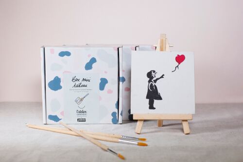 Box mini tableau - Peins ta toile en pas-à-pas ! - La Petite Fille au Ballon de Banksy - lot de 5