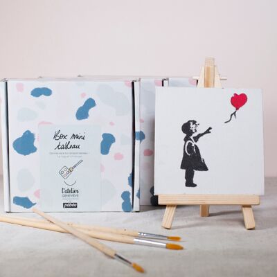 Mini scatola da pittura: dipingi la tua tela passo dopo passo! - La bambina con il palloncino di Banksy - set di 5