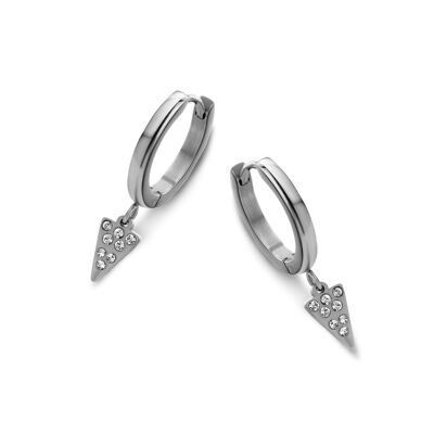 Stainless steel hoops earrings with triangle star zirconia pendant