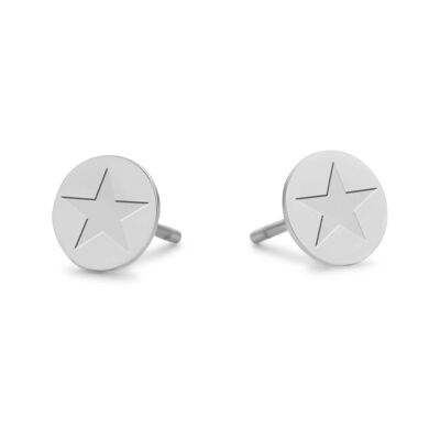 Stainless steel star round ear studs