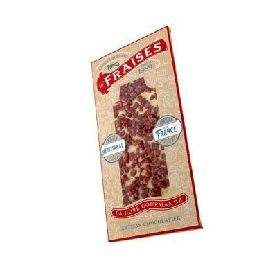 Barra de chocolate blanco pepita de fresa 120 gr