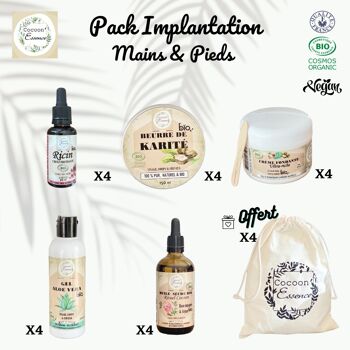 Pack Implantation Mains & Pieds rituel beauté bio Cocoon'Essence - certifié bio Cosmos Organic - vegan - 24 produits + PLV offertes 1