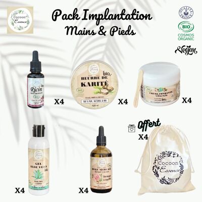 Pack Implantación Manos & Pies ritual de belleza orgánico Cocoon'Essence - orgánico certificado Cosmos Organic - vegano - 24 productos + POS ofrecido
