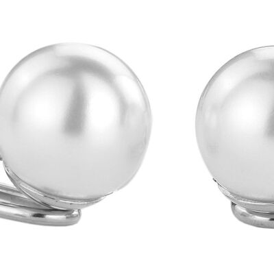 Traveller Clip Earrings white 12mm Pearl platinum plated - 700112
