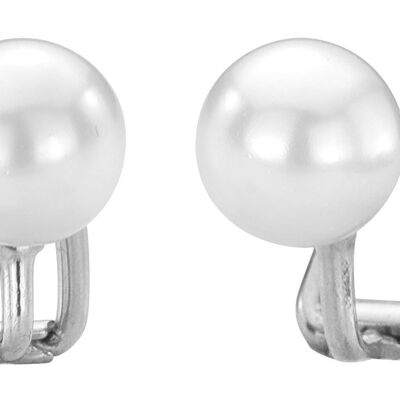 Traveller Clip Earrings white 8mm Pearl platinum plated - 700108