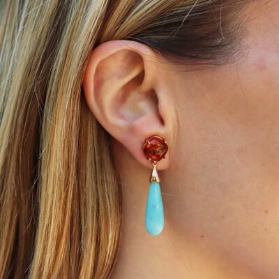 Amber and turquoise earrings