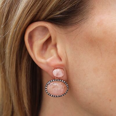 Morganit-Ohrringe aus rosa Silber