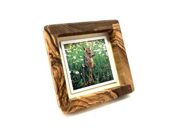 Lot de 10 cadres photo en bois d'olivier carré 8 x 8 cm 1