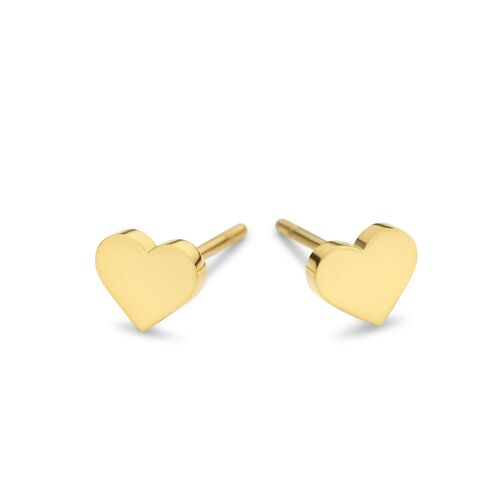 Gold ion plated stainless steel heart ear studs