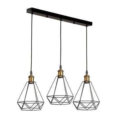 Rechteck Schwarz Moderne Retro- industrielle Deckenlicht-Schirm hängende Anhänger-Lichtkäfig-3way-Lampe~2411 - Nein