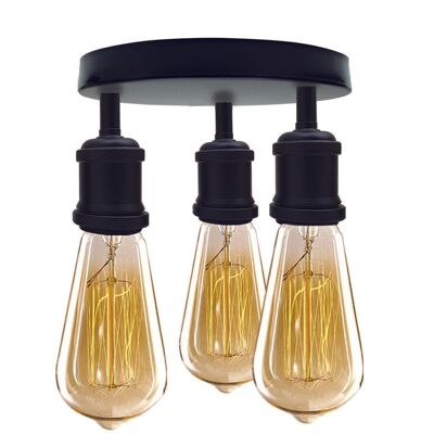 A+ moderne Black Metal Semi Flush 3 -Wege Deckenleuchte Ess -Esszimmerleuchten~2403 - Schwarz