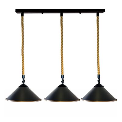 3 Head Rechteck Vintage Retro Industrial Loft Cone Hanf Anhänger Deckenleuchte Retro Lampe~2398 - nein