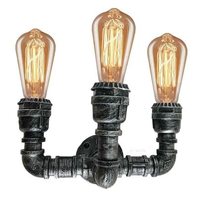 Retro Industrielle Wandleuchte Vintage Eisen Gebürstetes Silber Wasserpfeifenlampen E27 Loftlicht LEDSone DE~2386 - Ja