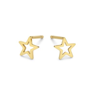 Gold ion plated stainless steel open star ear studs