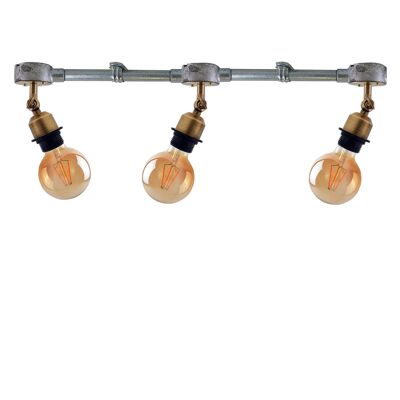 Retro-Stil verstellbares industrielles Vintage-Downlight 3-Wege-Metall-Wasserrohr-Deckenpendelleuchte LEDSone DE~2361 - Ja - Gelbes Messing