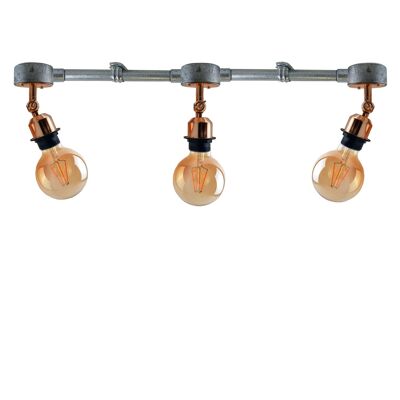 Retro-Stil verstellbares industrielles Vintage-Downlight 3-Wege-Metall-Wasserrohr-Deckenpendelleuchte LEDSone DE~2361 - Ja - Roségold