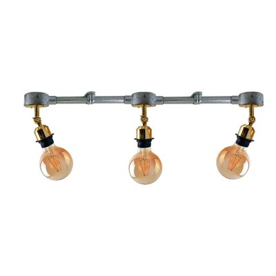 Retro-Stil verstellbares industrielles Vintage-Downlight 3-Wege-Metall-Wasserrohr-Deckenpendelleuchte LEDSone DE~2361 - Ja - Französisches Gold