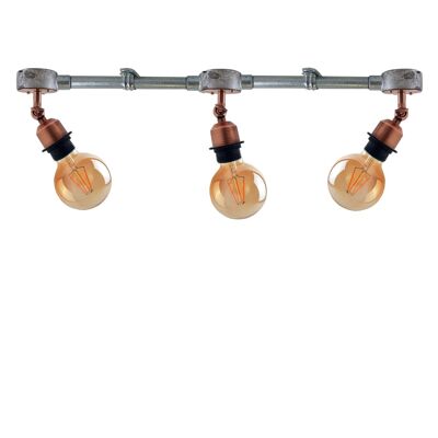 Retro-Stil verstellbares industrielles Vintage-Downlight 3-Wege-Metall-Wasserrohr-Deckenpendelleuchte LEDSone DE~2361 - Ja - Kupfer