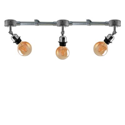 Retro-Stil verstellbares industrielles Vintage-Downlight 3-Wege-Metall-Wasserrohr-Deckenpendelleuchte LEDSone DE~2361 - Ja - Chrom