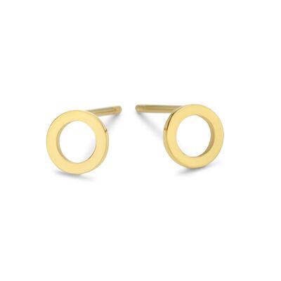 Gold ion plated stainless steel round cirkel ear studs