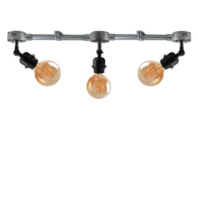 Retro-Stil verstellbares industrielles Vintage-Downlight 3-Wege-Metall-Wasserrohr-Deckenpendelleuchte LEDSone DE~2361 - Ja - Schwarz