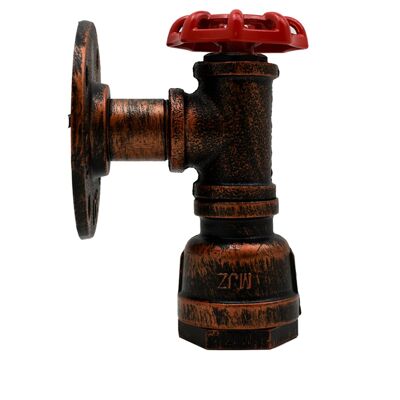 Rustikaler roter Vintage-Metall-Wasserpfeifen-Wandleuchter mit Rad LEDSone DE~2348 - Nein