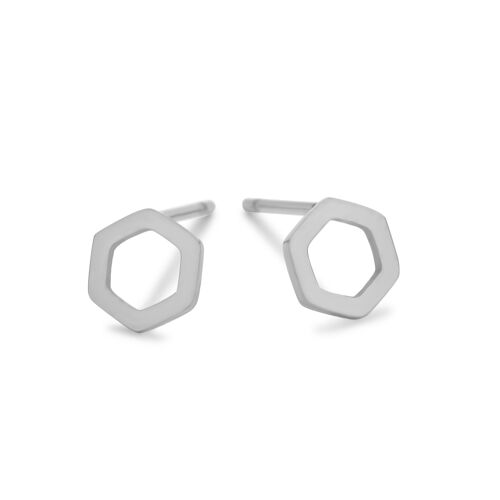 Stainless steel open hexagon ear studs