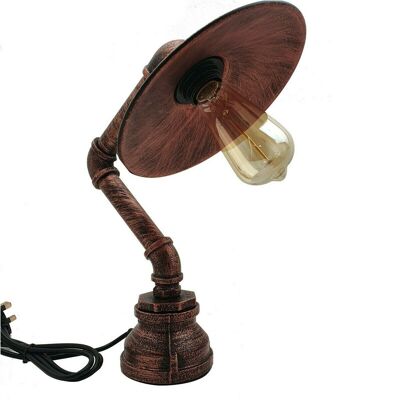 Industrielle Vintage Retro-Stahlrohr-Schreibtisch-Tischlampe mit flachem Schirm in rustikalem Rot LEDSone DE~2343 - Ja