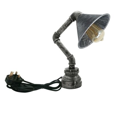 Tischleuchte Retro Licht Plug in Wasserpfeife Steampunk Schreibtisch Lichtschirm LEDSone DE~2341 - Gebürstetes Silber - Ja