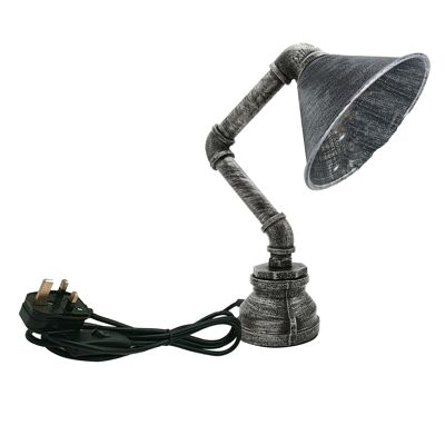 Tischleuchte Retro Licht Plug in Wasserpfeife Steampunk Schreibtisch Lichtschirm LEDSone DE~2341 - Gebürstetes Silber - Nein