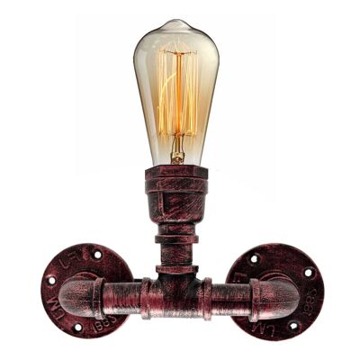 Vintage Industrial Porch Lamp Steampunk Sconce One Head Loft Rustic Water Pipe Wandleuchte LEDSone DE~2323 - Rustikales Rot - Ja