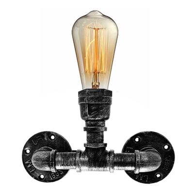Vintage Industrial Porch Lamp Steampunk Sconce One Head Loft Rustic Water Pipe Wandleuchte LEDSone DE~2323 - Gebürstetes Silber - Ja