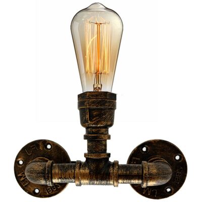 Vintage Industrial Porch Lamp Steampunk Sconce One Head Loft Rustic Water Pipe Wandleuchte LEDSone DE~2323 - Gebürstetes Kupfer - Ja