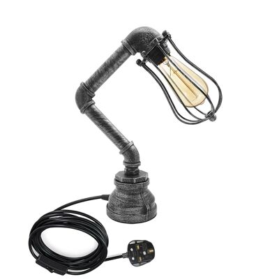Industrial Plug-In Tischleuchte Steampunk Metall Indoor Stand Wasserpfeife Retro Beleuchtung LEDSone DE~2303 - Ja - Gebürstetes Silber