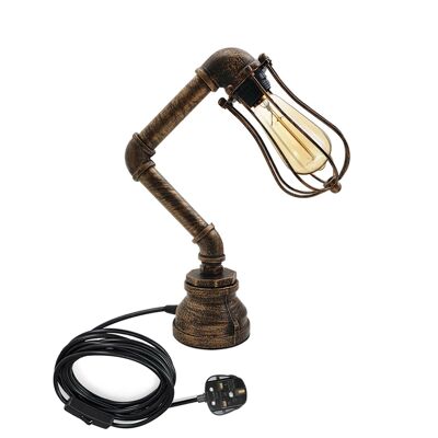 Industrial Plug-In Tischleuchte Steampunk Metall Indoor Stand Wasserpfeife Retro Beleuchtung LEDSone DE~2303 - Ja - Gebürstetes Kupfer