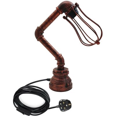 Industrial Plug-In Tischleuchte Steampunk Metall Indoor Stand Wasserpfeife Retro Beleuchtung LEDSone DE~2303 - Nein - Rustikales Rot