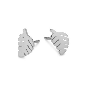 Clous d'oreilles feuille en acier inoxydable 1