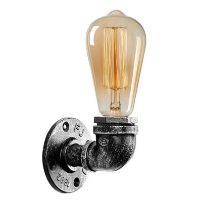E27 Industrial Retro Style Light Steampunk Wandleuchte Wasserpfeifenlampe Silber gebürstet LEDSone DE~2295 - Ja