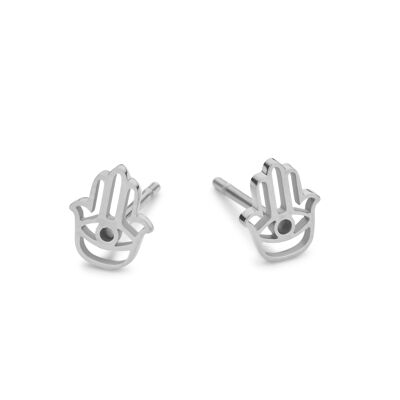 Stainless steel Fatma's hand ear studs