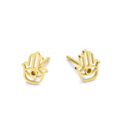 Gold ion plated stainless steel Fatma's hand ear studs
