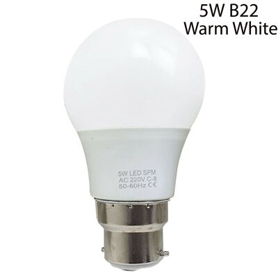 B22 oder E27 Glühbirne Energiesparlampe Warm White Globe~2218 - 5W - B22