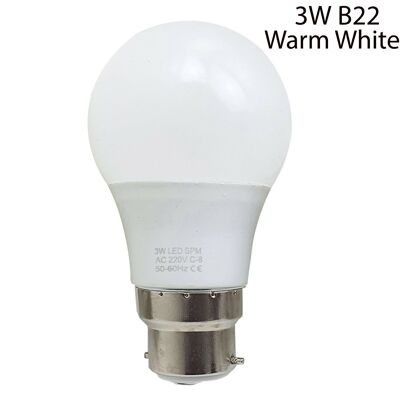 3W B22 Glühbirne Energiesparlampe Warm White Globe~2217