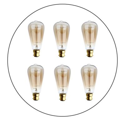 6er-Pack dimmbare B22 60W Edison Vintage Filament Candle Pearl Shaped Light Lamp Bulb~2206