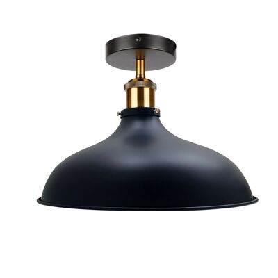 Halbbündige Deckenleuchte, Metall-Lichtschirm-Pendelleuchte, für Bars, Restaurants, Küche - With Bulb - Black