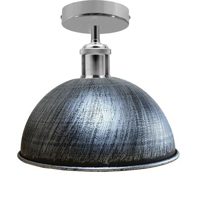 Gebürstetes Silber Vintage Retro Flush Mount Deckenleuchte Rustikale Farbe Metall Lampenschirm~2176